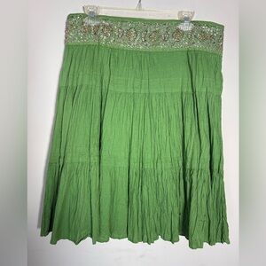 Ci Sono Green Embellished Midi Skirt Size Large